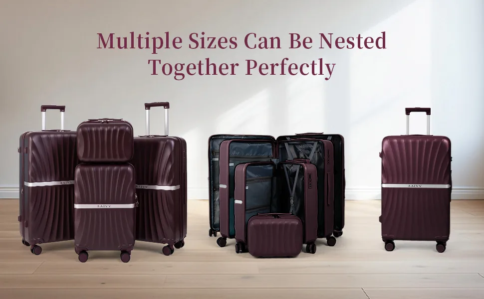 Family packing with nestable 4-piece luggage set