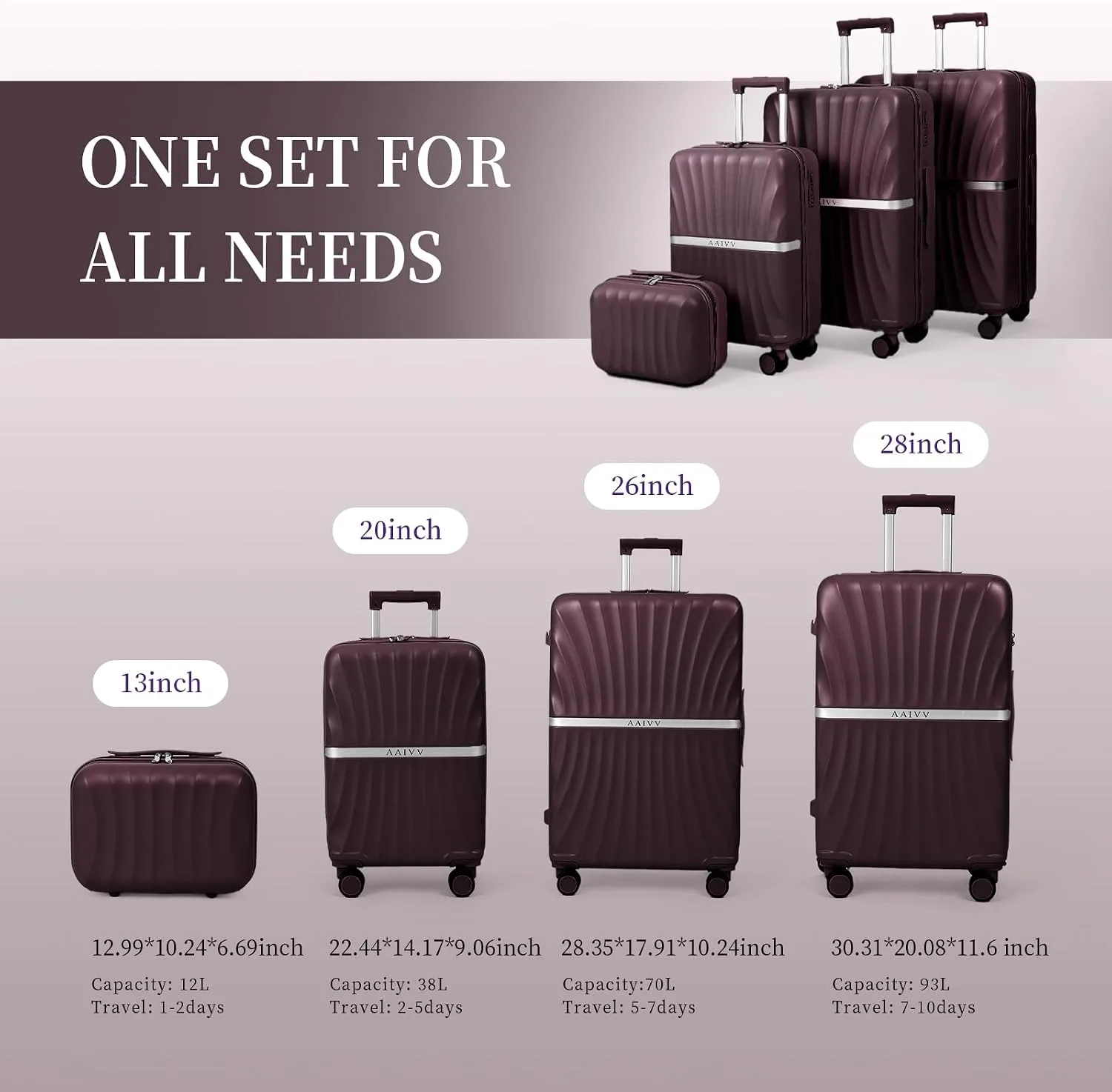 4-piece expandable luggage set — image 8